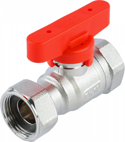 Кран шаровой FAR 3/4", ВР-накидная гайка EPDM, красн. бабочка, хром